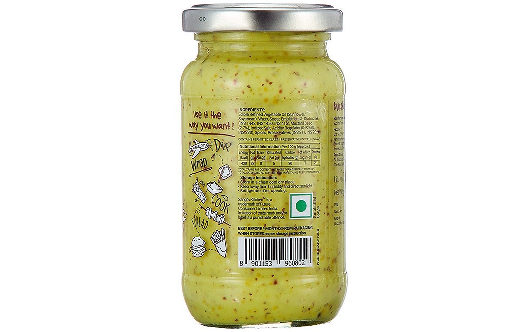 Sangi's Kitchen Mustard Mayonnaise    Glass Jar  210 grams